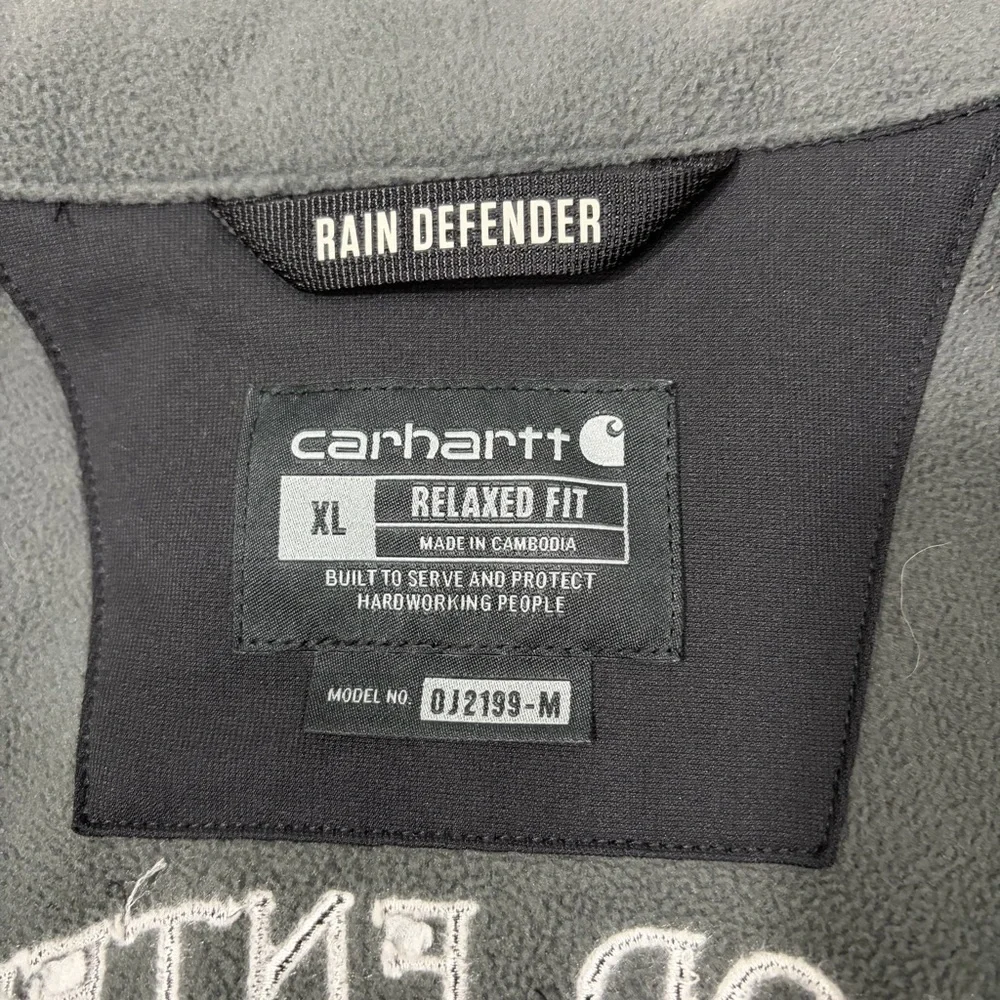 Carhartt Storm Defender Jacket Black Sz XL Rain Defender Embroider Logo Outdoor